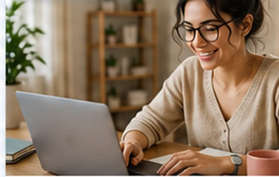 Mulher trabalhando como freelancer em ambiente residencial